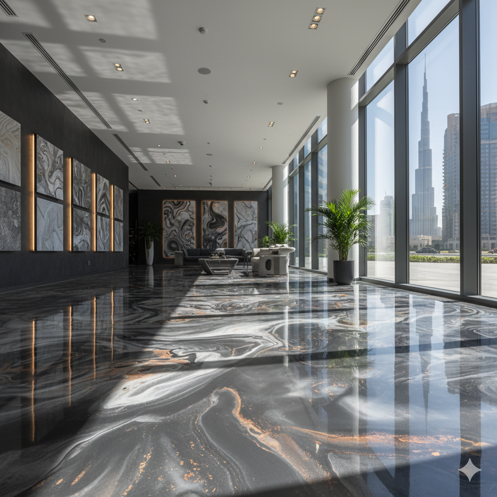 Decorative Metallic Epoxy Showroom Dubai Design District