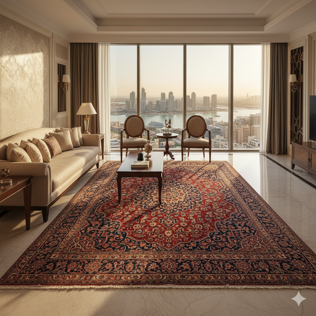 Hand-Knotted Persian Rug Dubai Marina Penthouse