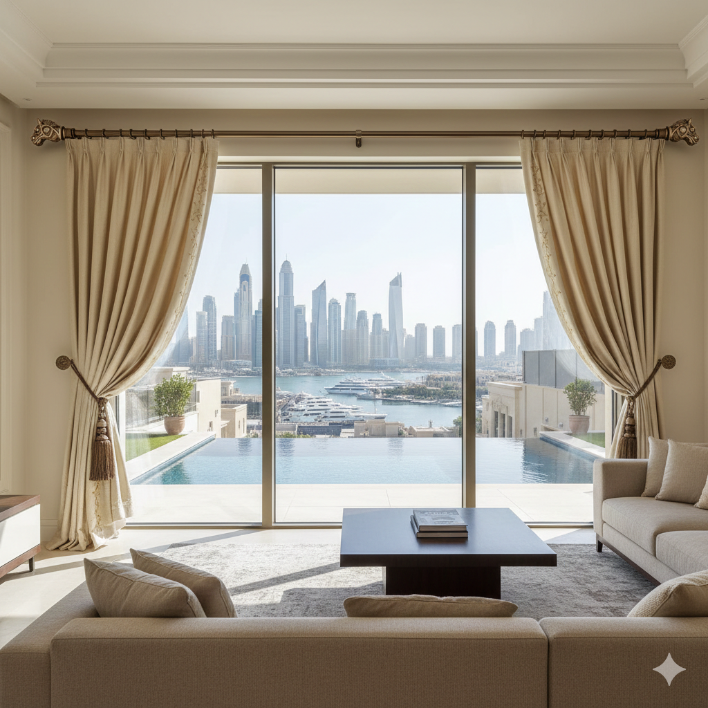 Custom Curtain Rods & Finials Dubai Marina Villa