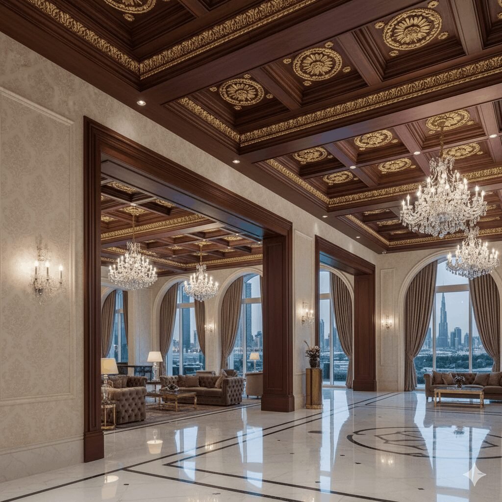 Wooden Crown Molding Dubai Luxury Hotel