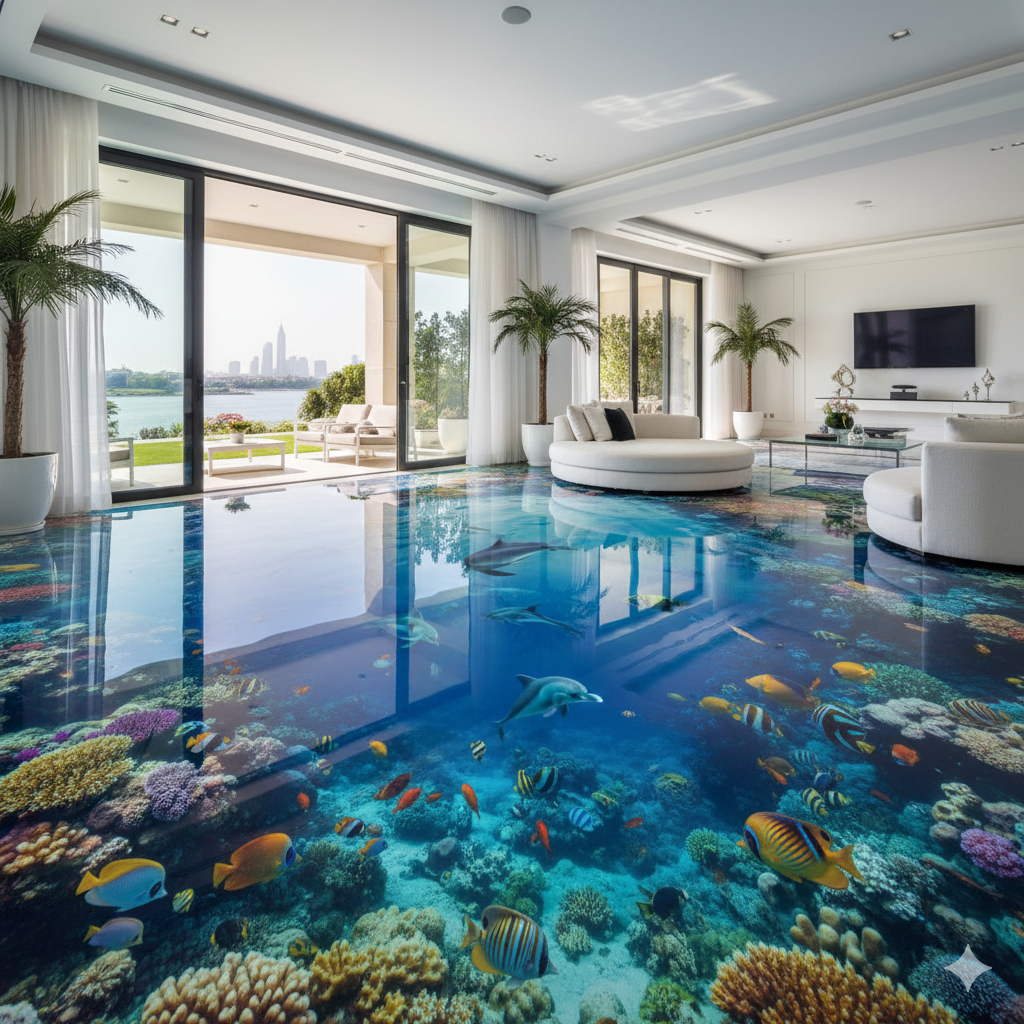 3D Epoxy Flooring Luxury Villa Palm Jumeirah